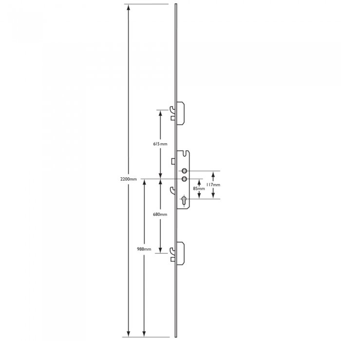 MILLENCO L/OPERATED 2 HOOK 2 DEAD BOLT