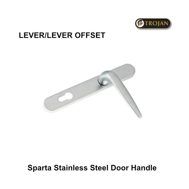 BRUSHED  STEEL DOOR HANDLE S/S LEVER/LEVER OFFSET