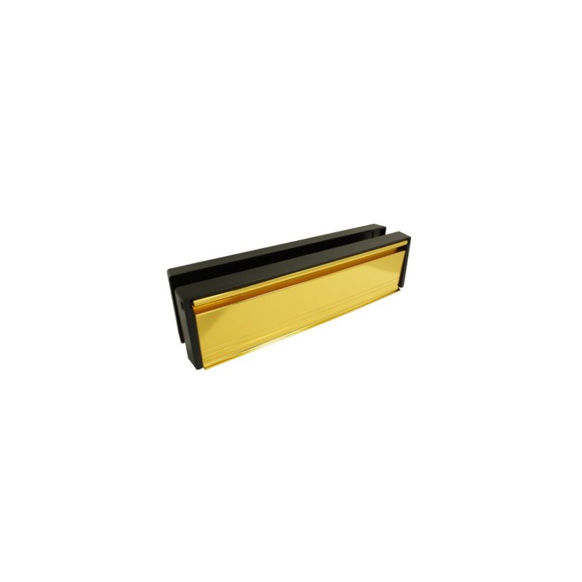 40/80 SLEEVE ANODISED GOLD FLAP, BLACK SURROUND 10" LETTER PLATE